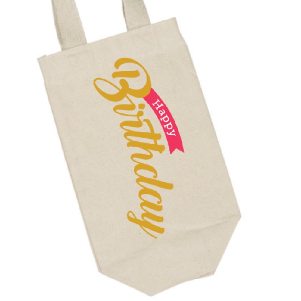 Happy Birthday  - Reusable Cloth Wine Bag